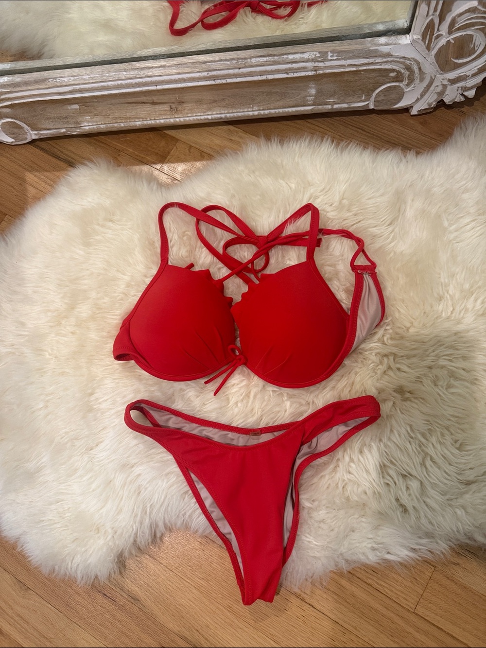 Victoria’s Secret Red Strappy Bikini Set